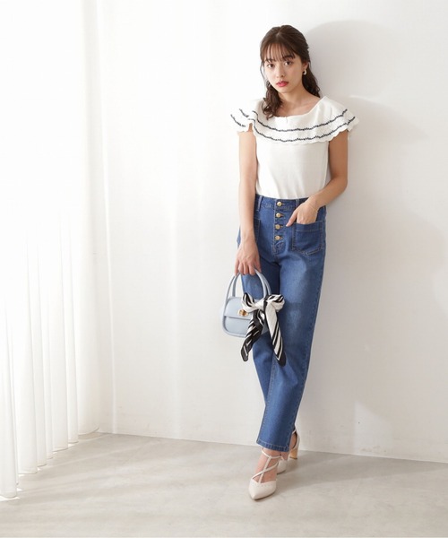 PROPORTION BODY DRESSING（プロポーションボディドレッシング）の「フロント釦ストレートデニム / 1212130401（その他パンツ・レディース・ダークネイビー/ブルー/ホワイト・X-SMALL/SMALL/MEDIUM）」の20枚目の写真