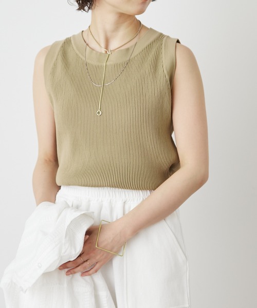Omekashi（オメカシ）の「リブニットタンクトップ（タンクトップ・レディース・ブラック/ベージュ/オフホワイト・FREE）」の5枚目の写真