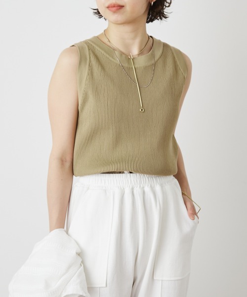 Omekashi（オメカシ）の「リブニットタンクトップ（タンクトップ・レディース・ブラック/ベージュ/オフホワイト・FREE）」の6枚目の写真