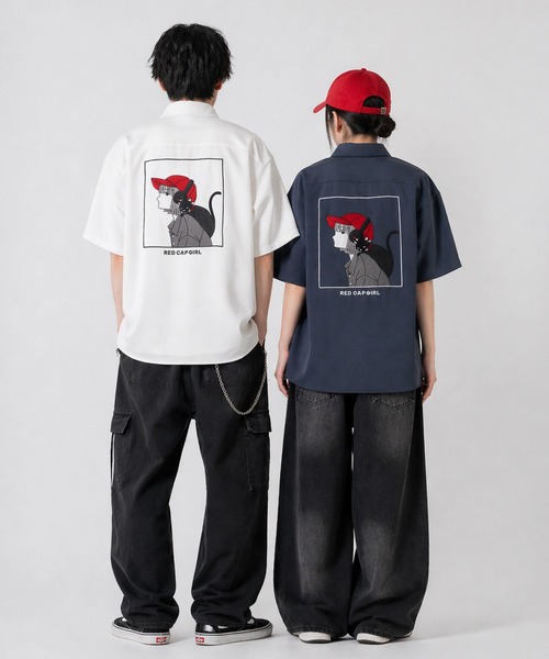 Red Cap Girl(レッドキャプガール)の「【a-r】〔RedCapGirl/レッドキャップガール〕ルーズサイズバック刺繍半袖シャツ イージーケア/接触冷感/ストレッチ(シャツ/ブラウス・メンズ・ホワイト/ブラック/ブルー/グリーン/ブルー系その他/グリーン系その他/ホワイト系その他/ブラック系その他/ブラック系その他2/ホワイト系その他3/ホワイト系その他2/グリーン系その他3/グリーン系その他2/ブルー系その他2/ブラック系その他3/グレイッシュベージュ/ライトグレー/ホワイト系1/ブルー系1/ブラック系1・MEDIUM/LARGE/X-LARGE)」の22枚目の写真