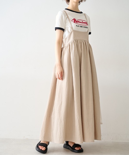 FREE'S MART（フリーズマート）の「◆ギャザーフレアキャミワンピース（ワンピース・レディース・ブラック/ベージュ/レッド・SMALL/MEDIUM）」の3枚目の写真