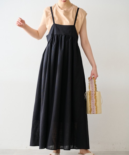 FREE'S MART（フリーズマート）の「◆ギャザーフレアキャミワンピース（ワンピース・レディース・ブラック/ベージュ/レッド・SMALL/MEDIUM）」の7枚目の写真