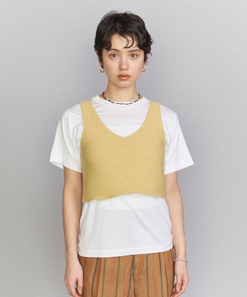 BEAUTY&YOUTH UNITED ARROWS(ビューティーアンドユースユナイテッドアローズ)の「麻コットン ミニ ニット キャミソール -ウォッシャブル-(キャミソール・レディース・イエロー/モカ/ナチュラル・FREE)」の4枚目の写真