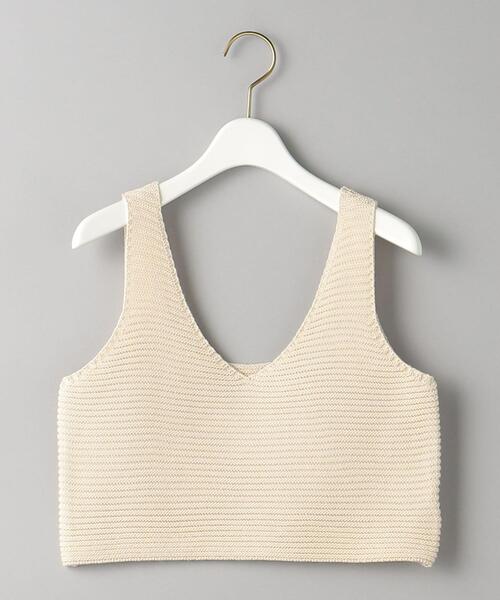 BEAUTY&YOUTH 麻コットン ミニ ニット キャミソール　ベージュ　美品 BEAUTY&YOUTH UNITED ARROWS（ビューティーアンドユース
