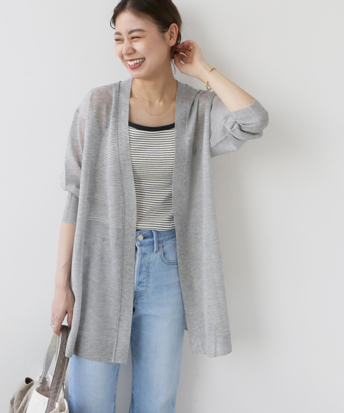 JOURNAL STANDARD relume(ジャーナルスタンダード レリューム)の「着流しカーディガン(カーディガン/ボレロ・レディース・グレー/ブラック・FREE)」の1枚目の写真