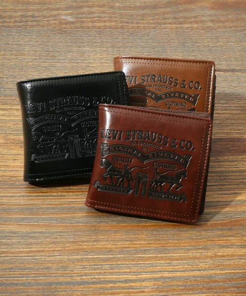 LVCレザー スタッズ 二つ折り財布 ダークブラウン ワックスレザー ラウンド二つ折財布 / レッドブラウン - 革コイン