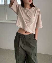 Didot.showroom | 【DIDOT.】5分袖 クロップド丈 Tシャツ(Tシャツ/カットソー)