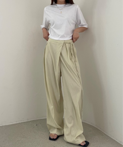 Didot.showroom(ディドット ショールーム)の「【DIDOT.】5分袖 クロップド丈 Tシャツ(Tシャツ/カットソー・レディース・ホワイト/スモークピンク/ベージュ/チャコールグレー/ネイビー・FREE)」の7枚目の写真