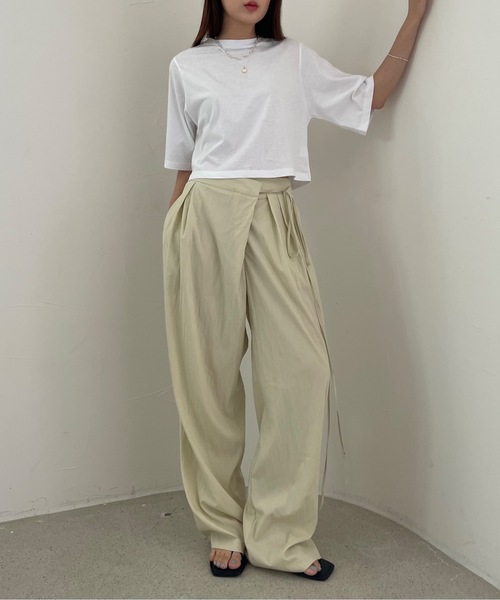 Didot.showroom(ディドット ショールーム)の「【DIDOT.】5分袖 クロップド丈 Tシャツ(Tシャツ/カットソー・レディース・ホワイト/スモークピンク/ベージュ/チャコールグレー/ネイビー・FREE)」の8枚目の写真