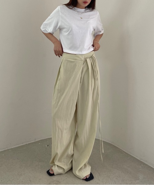 Didot.showroom(ディドット ショールーム)の「【DIDOT.】5分袖 クロップド丈 Tシャツ(Tシャツ/カットソー・レディース・ホワイト/スモークピンク/ベージュ/チャコールグレー/ネイビー・FREE)」の10枚目の写真