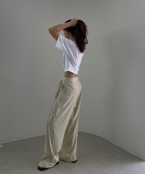 Didot.showroom(ディドット ショールーム)の「【DIDOT.】5分袖 クロップド丈 Tシャツ(Tシャツ/カットソー・レディース・ホワイト/スモークピンク/ベージュ/チャコールグレー/ネイビー・FREE)」の11枚目の写真