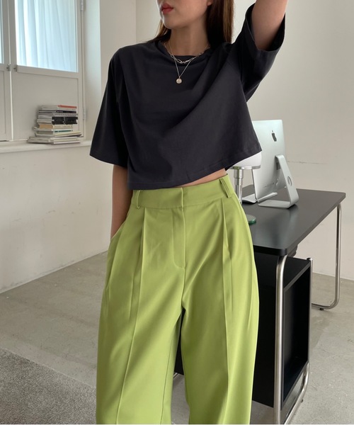 Didot.showroom(ディドット ショールーム)の「【DIDOT.】5分袖 クロップド丈 Tシャツ(Tシャツ/カットソー・レディース・ホワイト/スモークピンク/ベージュ/チャコールグレー/ネイビー・FREE)」の15枚目の写真