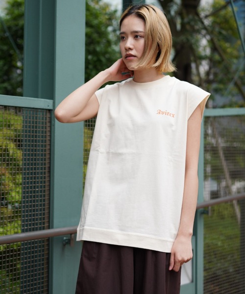 AVIREX(アヴィレックス)の「【WEB&DEPOT限定】COLLGE LOGO TANKTOP/ カレッジロゴタンクトップ(タンクトップ・レディース・ネイビー/グリーン/オートミール・FREE)」の2枚目の写真