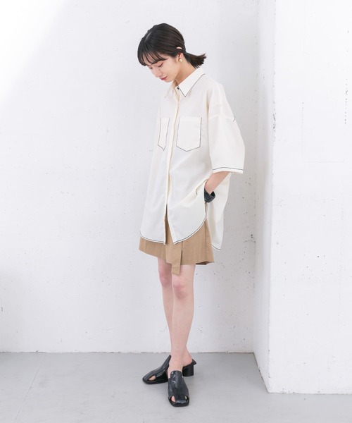 KBF（ケイビーエフ）の「チェーンステッチチュニックシャツ（シャツ/ブラウス・レディース・ブラック/ブルー/アイボリー・ONE）」の17枚目の写真