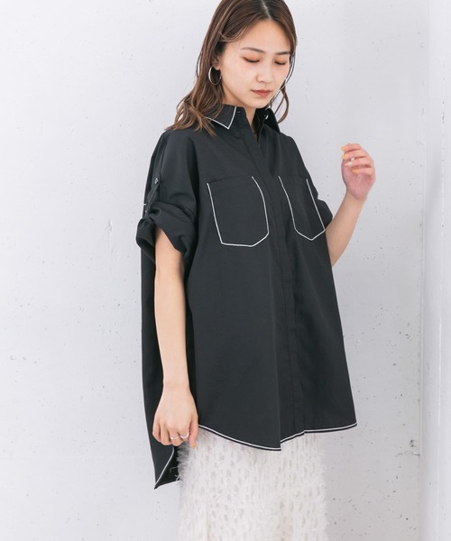 KBF（ケイビーエフ）の「チェーンステッチチュニックシャツ（シャツ/ブラウス・レディース・ブラック/ブルー/アイボリー・ONE）」の13枚目の写真