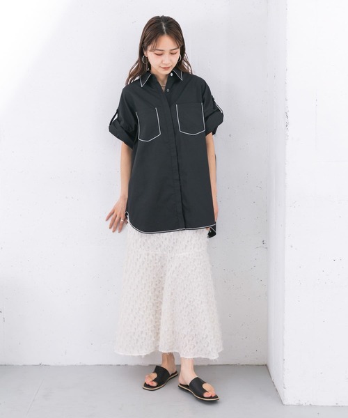 美品★【Katie】ケイティ 半袖チュニック チェリー柄 総柄 袖リボン (F) Baby Rosy luce】CHERRY DRESS - RED