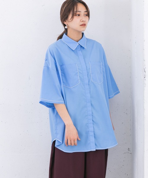 KBF（ケイビーエフ）の「チェーンステッチチュニックシャツ（シャツ/ブラウス・レディース・ブラック/ブルー/アイボリー・ONE）」の18枚目の写真