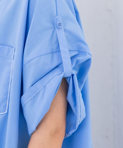 KBF（ケイビーエフ）の「チェーンステッチチュニックシャツ（シャツ/ブラウス・レディース・ブラック/ブルー/アイボリー・ONE）」の6枚目の写真
