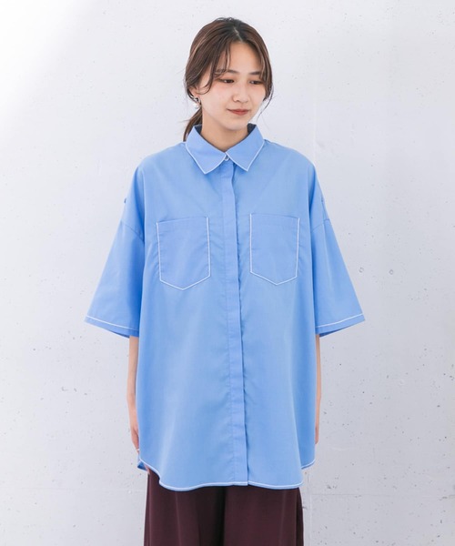 KBF（ケイビーエフ）の「チェーンステッチチュニックシャツ（シャツ/ブラウス・レディース・ブラック/ブルー/アイボリー・ONE）」の15枚目の写真