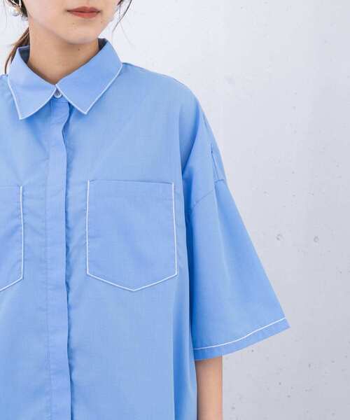 KBF（ケイビーエフ）の「チェーンステッチチュニックシャツ（シャツ/ブラウス・レディース・ブラック/ブルー/アイボリー・ONE）」の11枚目の写真