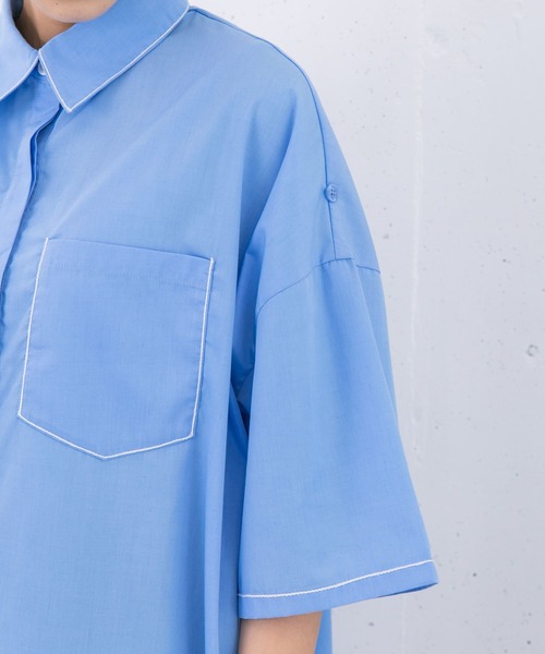 KBF（ケイビーエフ）の「チェーンステッチチュニックシャツ（シャツ/ブラウス・レディース・ブラック/ブルー/アイボリー・ONE）」の20枚目の写真