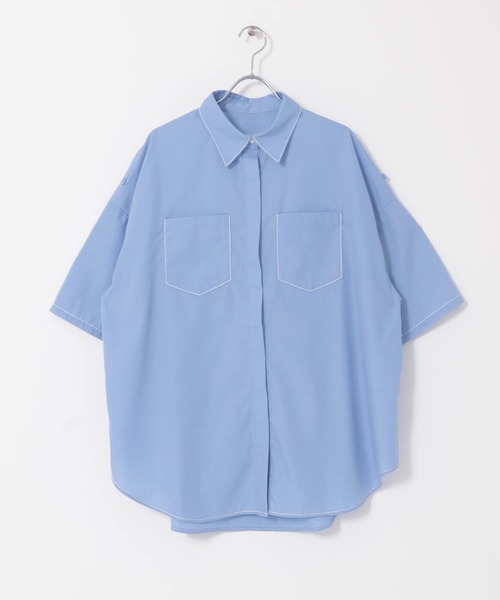 KBF（ケイビーエフ）の「チェーンステッチチュニックシャツ（シャツ/ブラウス・レディース・ブラック/ブルー/アイボリー・ONE）」の16枚目の写真