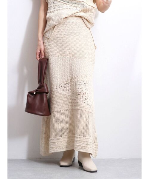 Ungrid(アングリッド)の「ジャカード編みニットスカート(スカート・レディース・グリーン/アイボリー・FREE)」の2枚目の写真