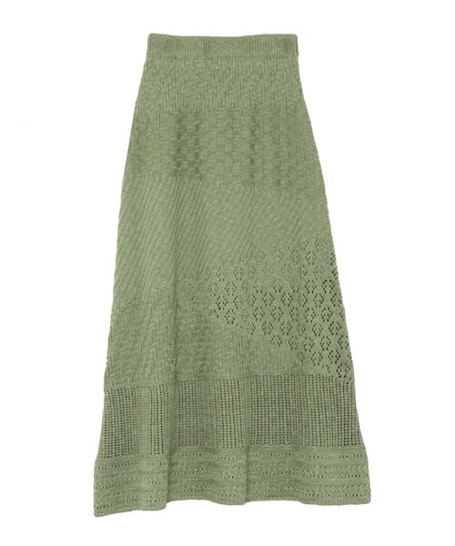 Ungrid(アングリッド)の「ジャカード編みニットスカート(スカート・レディース・グリーン/アイボリー・FREE)」の4枚目の写真