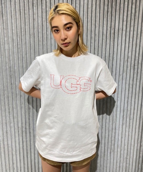 UGG（アグ）の「UGG@mos フロスト加工 ロゴTシャツ（Tシャツ/カットソー・レディース・ダークグレー/ホワイト/グリーン・XL/M/L）」の2枚目の写真