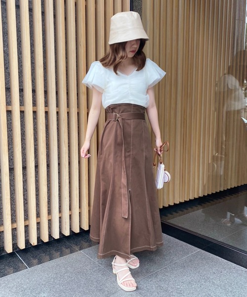 one after another NICE CLAUP（ワンアフターアナザーナイスクラップ）の「S,Mサイズあり　フロントスリットステッチスカート（スカート・レディース・ブラック/ブラウン/レッド/アイボリー・SMALL/MEDIUM）」の13枚目の写真