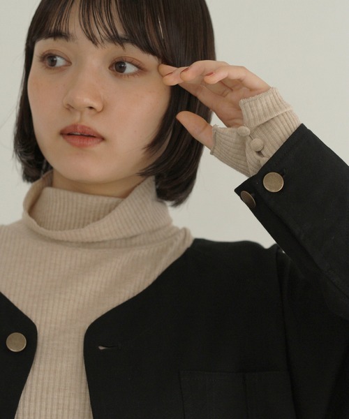 Crisp(クリスプ)の「ワークジャケット(ミリタリージャケット・レディース・ブラック/ベージュ・FREE)」の20枚目の写真