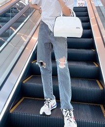 classicalelf | 大人の銘品。ペグトップハイウエストダメージ加工デニムパンツ(デニムパンツ)