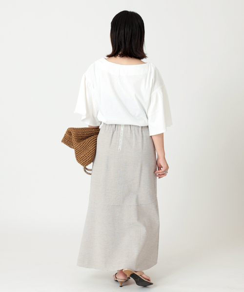 B.C STOCK（ベーセーストック）の「2WAY 綿袖フレアカットブラウス（Tシャツ/カットソー・レディース・ホワイト/サックスブルー・FREE）」の17枚目の写真