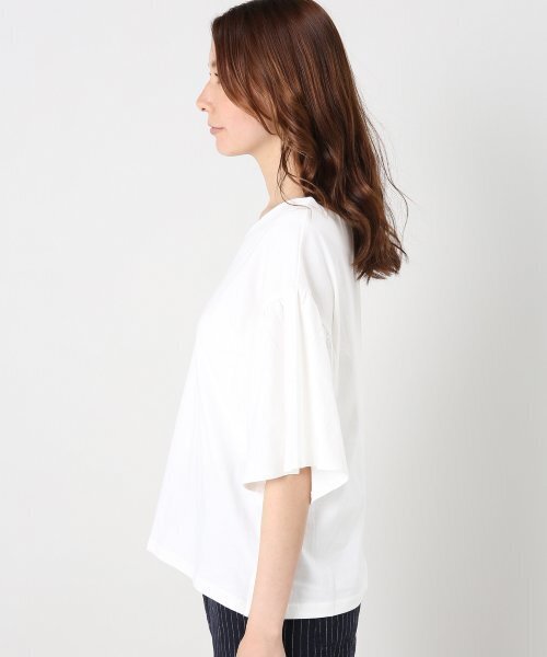 B.C STOCK（ベーセーストック）の「2WAY 綿袖フレアカットブラウス（Tシャツ/カットソー・レディース・ホワイト/サックスブルー・FREE）」の22枚目の写真