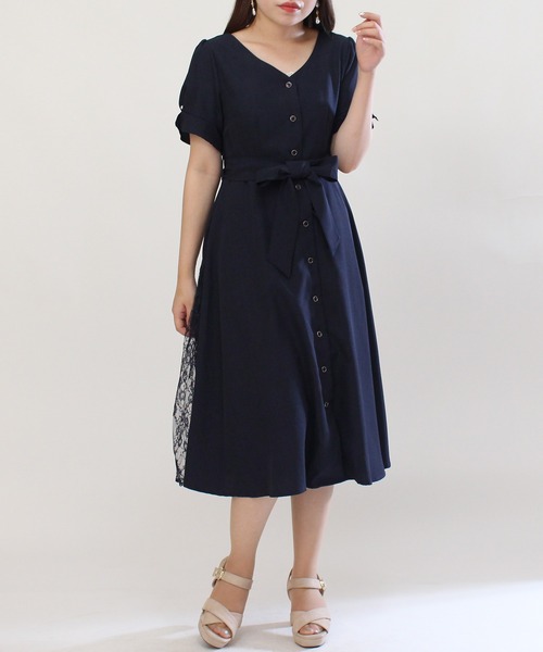 ASTORIA ODIER（アストリアオディール）の「サイドレースワンピース（ワンピース・レディース・ベージュ/ブルー/ラベンダー/ネイビー/ピンク・MEDIUM/SMALL）」の9枚目の写真