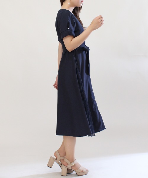 ASTORIA ODIER（アストリアオディール）の「サイドレースワンピース（ワンピース・レディース・ベージュ/ブルー/ラベンダー/ネイビー/ピンク・MEDIUM/SMALL）」の10枚目の写真