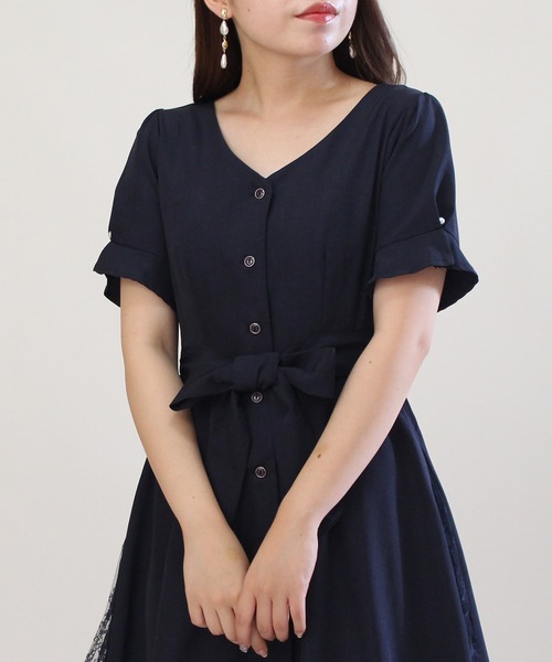 ASTORIA ODIER（アストリアオディール）の「サイドレースワンピース（ワンピース・レディース・ベージュ/ブルー/ラベンダー/ネイビー/ピンク・MEDIUM/SMALL）」の11枚目の写真