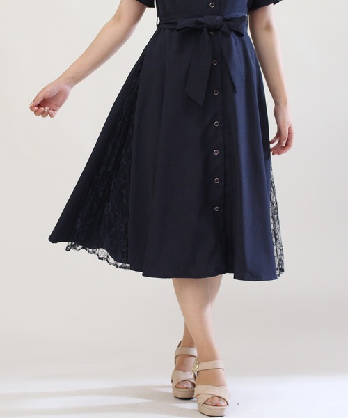 ASTORIA ODIER（アストリアオディール）の「サイドレースワンピース（ワンピース・レディース・ベージュ/ブルー/ラベンダー/ネイビー/ピンク・MEDIUM/SMALL）」の13枚目の写真