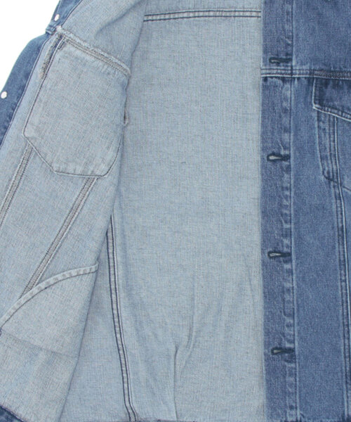 Samansa Mos2（サマンサ モスモス）の「【ETHICAL CRAFTS】オーガニックコットン混Gジャン（デニムジャケット・レディース・ネイビー/ブルー・ﾌﾘ-）」の4枚目の写真