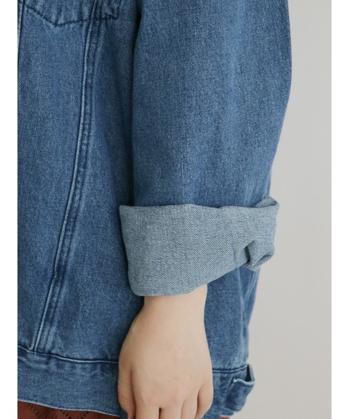 Samansa Mos2（サマンサ モスモス）の「【ETHICAL CRAFTS】オーガニックコットン混Gジャン（デニムジャケット・レディース・ネイビー/ブルー・ﾌﾘ-）」の22枚目の写真