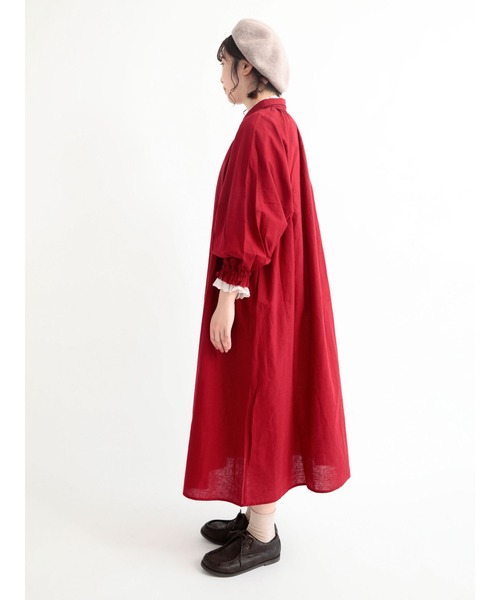 Samansa Mos2（サマンサ モスモス）の「シャーリングシャツワンピース（ワンピース・レディース・グレー/レッド/チャコール/ブルー・ﾌﾘ-）」の9枚目の写真