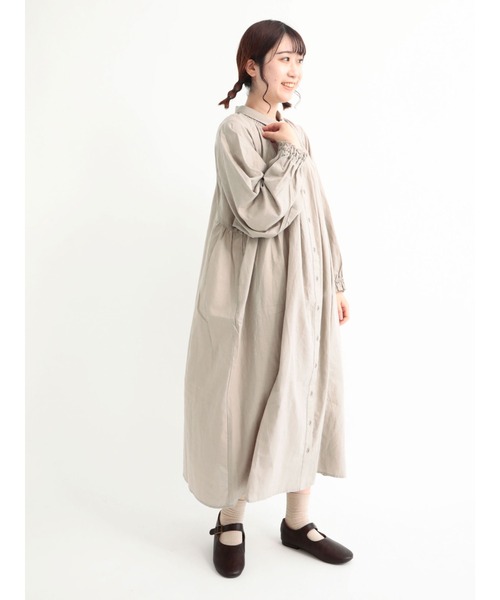 Samansa Mos2（サマンサ モスモス）の「シャーリングシャツワンピース（ワンピース・レディース・グレー/レッド/チャコール/ブルー・ﾌﾘ-）」の11枚目の写真