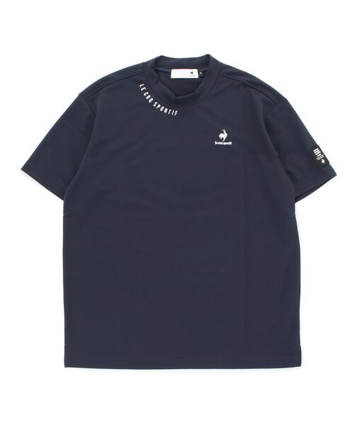 le coq sportif GOLF（ルコックスポルティフゴルフ）の「モックネックフレンチ鹿の子シャツ 半袖 メンズ ウェア シャツ ポロシャツ ポロ ゴルフ ゴルフウェア  スポーツウェア（シャツ/ブラウス・メンズ・ネイビー/ブルー/グレー/ピンク・M(M)/L/XL）」の2枚目の写真