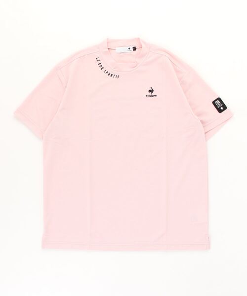 le coq sportif GOLF（ルコックスポルティフゴルフ）の「モックネックフレンチ鹿の子シャツ 半袖 メンズ ウェア シャツ ポロシャツ ポロ ゴルフ ゴルフウェア  スポーツウェア（シャツ/ブラウス・メンズ・ネイビー/ブルー/グレー/ピンク・M(M)/L/XL）」の4枚目の写真