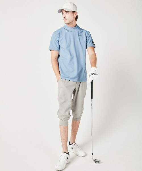 le coq sportif GOLF（ルコックスポルティフゴルフ）の「モックネックフレンチ鹿の子シャツ 半袖 メンズ ウェア シャツ ポロシャツ ポロ ゴルフ ゴルフウェア  スポーツウェア（シャツ/ブラウス・メンズ・ネイビー/ブルー/グレー/ピンク・M(M)/L/XL）」の10枚目の写真