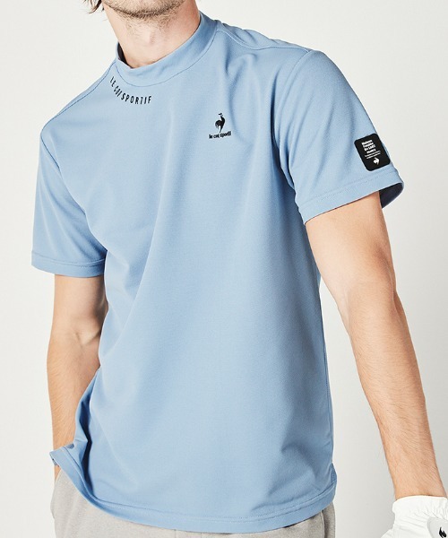 le coq sportif GOLF（ルコックスポルティフゴルフ）の「モックネックフレンチ鹿の子シャツ 半袖 メンズ ウェア シャツ ポロシャツ ポロ ゴルフ ゴルフウェア  スポーツウェア（シャツ/ブラウス・メンズ・ネイビー/ブルー/グレー/ピンク・M(M)/L/XL）」の6枚目の写真