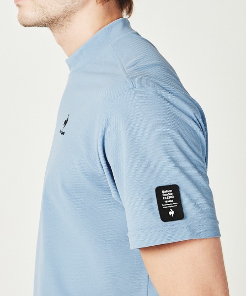 le coq sportif GOLF（ルコックスポルティフゴルフ）の「モックネックフレンチ鹿の子シャツ 半袖 メンズ ウェア シャツ ポロシャツ ポロ ゴルフ ゴルフウェア  スポーツウェア（シャツ/ブラウス・メンズ・ネイビー/ブルー/グレー/ピンク・M(M)/L/XL）」の7枚目の写真