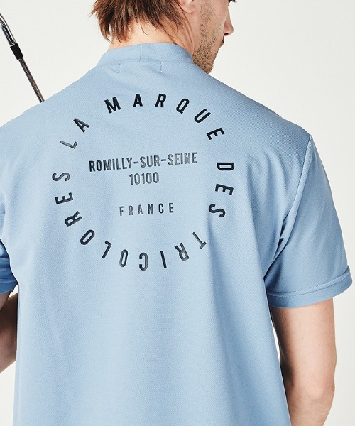 le coq sportif GOLF（ルコックスポルティフゴルフ）の「モックネックフレンチ鹿の子シャツ 半袖 メンズ ウェア シャツ ポロシャツ ポロ ゴルフ ゴルフウェア  スポーツウェア（シャツ/ブラウス・メンズ・ネイビー/ブルー/グレー/ピンク・M(M)/L/XL）」の9枚目の写真