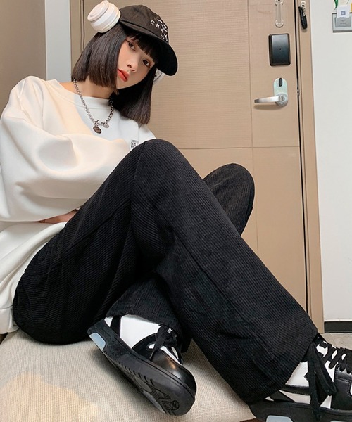 meJane(ミージェーン)の「ハイウエストカラーコーデュロイストレートパンツ(その他パンツ・レディース・ブラック/ブラウン/スモークピンク・L/M)」の6枚目の写真