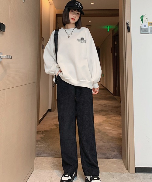 meJane(ミージェーン)の「ハイウエストカラーコーデュロイストレートパンツ(その他パンツ・レディース・ブラック/ブラウン/スモークピンク・L/M)」の4枚目の写真
